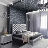 черные обои в дизайне спальни в стиле готика фото