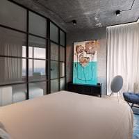 дизайн потолка с раствором бетона в спальне картинка
