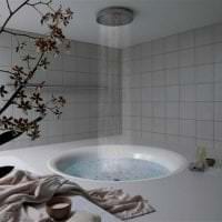 светлый дизайн ванной комнаты с душем в темных тонах картинка