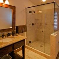 красивый дизайн ванной комнаты с душем в темных тонах картинка