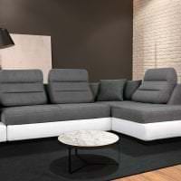 кожаный угловой диван в дизайне гостиной картинка
