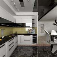 красивый черный потолок в декоре кухни фото