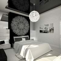 шикарный дизайн спальни в черно белом цвете фото