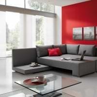кожаный угловой диван в дизайне гостиной фото