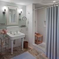 красивый стиль ванной комнаты с душем в темных тонах картинка
