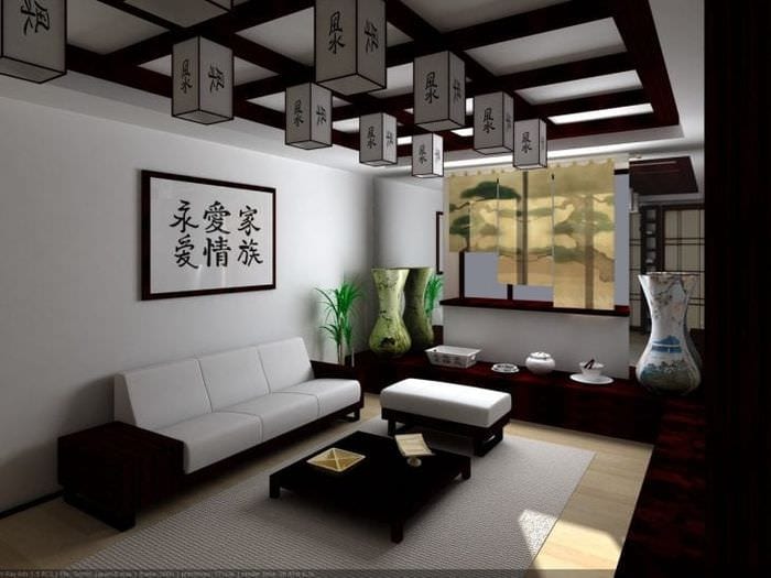 яркий дизайн квартиры в японском стиле