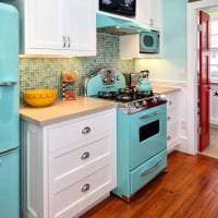 небольшой холодильник в стиле кухни в ярком цвете фото