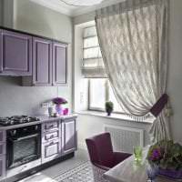 необычный дизайн кухни в фиолетовом оттенке фото