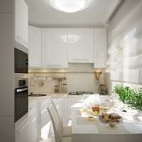 светлая белая мебель в дизайне кухни фото