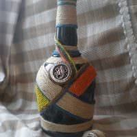 идея оригинального оформления бутылок шпагатом картинка