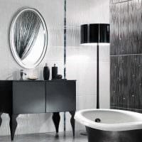 вариант красивого интерьера ванной комнаты в черно-белых тонах картинка