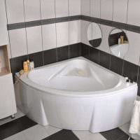 идея необычного стиля ванной комнаты с угловой ванной картинка