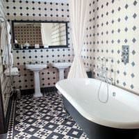 вариант красивого дизайна ванной в черно-белых тонах фото