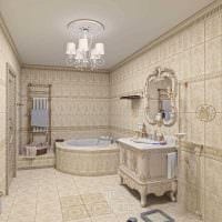 идея светлого дизайна ванной в классическом стиле фото