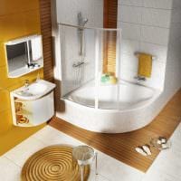 идея современного стиля ванной комнаты с угловой ванной картинка