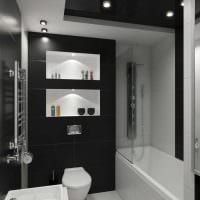 вариант необычного стиля ванной в черно-белых тонах фото
