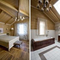 вариант современного дизайна ванной комнаты в деревянном доме картинка