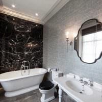 вариант яркого стиля ванной комнаты в черно-белых тонах фото