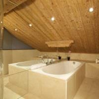 идея яркого стиля ванной комнаты в деревянном доме картинка