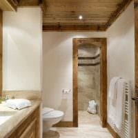 вариант современного дизайна ванной комнаты в деревянном доме фото