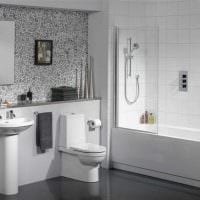 идея яркого дизайна ванной комнаты в черно-белых тонах фото