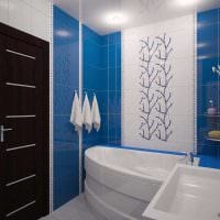 идея современного стиля ванной комнаты с угловой ванной фото