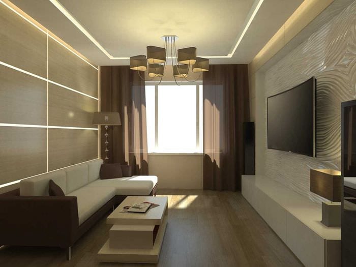 идея светлого дизайна гостиной комнаты в современном стиле