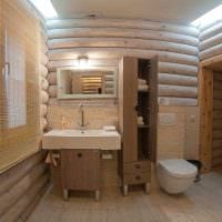 вариант необычного интерьера ванной в деревянном доме фото