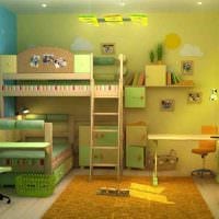 идея светлого декора детской комнаты для двух мальчиков фото