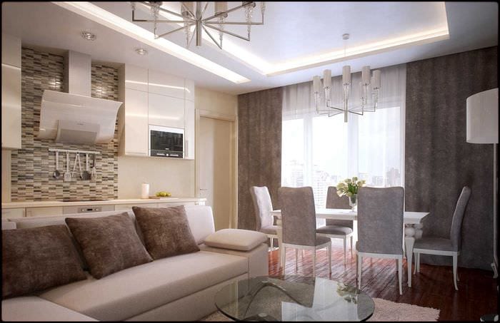 вариант красивого интерьера гостиной комнаты в современном стиле
