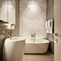 пример необычного дизайна ванной комнаты в бежевом цвете картинка