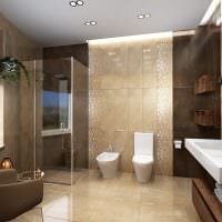 пример необычного стиля ванной комнаты в бежевом цвете картинка
