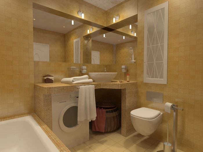 пример яркого интерьера ванной комнаты 5 кв.м