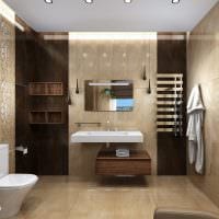 вариант необычного стиля ванной комнаты в бежевом цвете фото