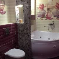 идея яркого дизайна ванной с угловой ванной фото