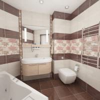 пример светлого дизайна ванной комнаты в бежевом цвете картинка