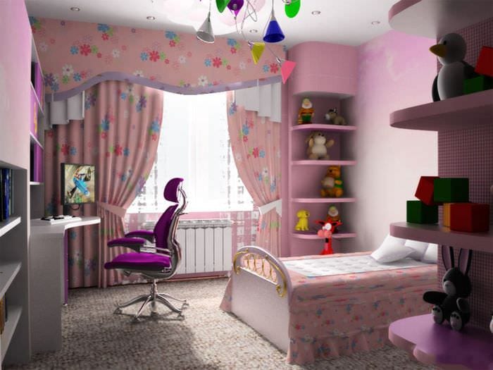 вариант красивого интерьера детской комнаты для девочки