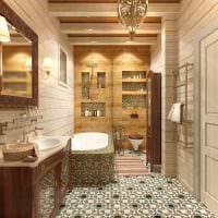 идея необычного дизайна ванной в деревянном доме картинка