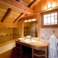 вариант красивого интерьера ванной в деревянном доме картинка