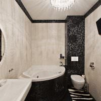 идея яркого стиля ванной комнаты с угловой ванной фото