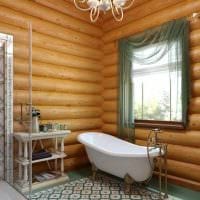 идея современного стиля ванной в деревянном доме картинка