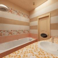 пример красивого стиля ванной в бежевом цвете фото