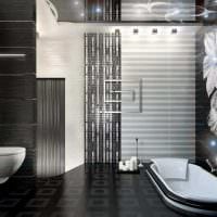 идея красивого стиля ванной в черно-белых тонах картинка