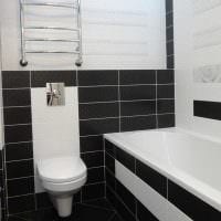 вариант яркого дизайна ванной в черно-белых тонах фото