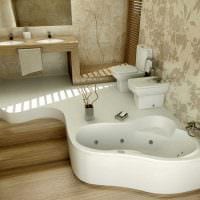 идея красивого дизайна ванной с угловой ванной фото