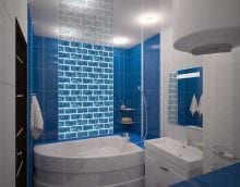 вариант яркого стиля ванной комнаты с угловой ванной картинка