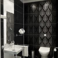идея необычного стиля ванной комнаты в черно-белых тонах картинка