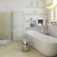 вариант светлого стиля ванной комнаты в бежевом цвете картинка