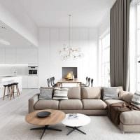 вариант красивого дизайна гостиной комнаты в стиле минимализм фото