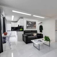 идея светлого декора гостиной комнаты в современном стиле картинка
